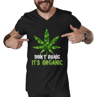 Dont Panic Its Organic Medical Marijuana Tshirt Men V-Neck Tshirt - Monsterry