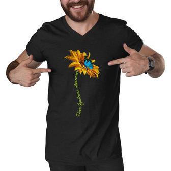 Down Syndrome Awareness Butterfly Sunflower Tshirt Men V-Neck Tshirt - Monsterry DE