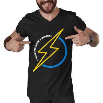 Down Syndrome Awareness Lightning Bolt Men V-Neck Tshirt - Monsterry