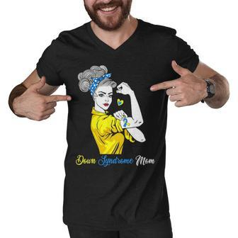 Down Syndrome Mom Strong Unbreakable Mother S Day Men V-Neck Tshirt - Thegiftio UK