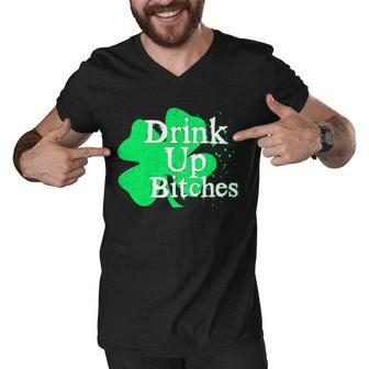 Drink Up Bitches St Patricks Day Clover Men V-Neck Tshirt - Monsterry AU