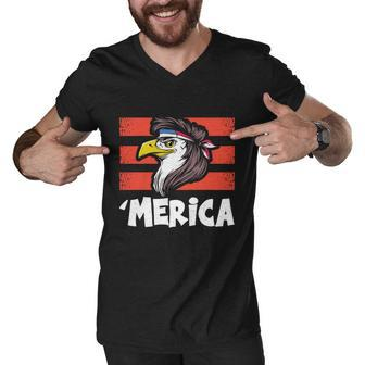 Eagle Mullet 4Th Of July 2021Gift Usa American Flag Merica Cool Gift Men V-Neck Tshirt - Monsterry AU