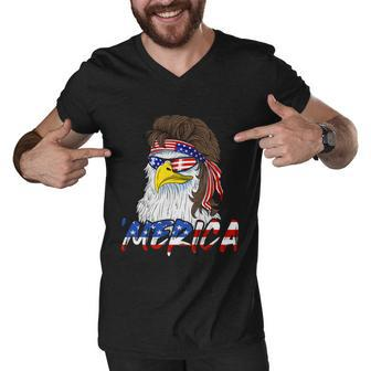 Eagle Mullet Merica 4Th Of July Usa American Flag Patriotic Gift Men V-Neck Tshirt - Monsterry