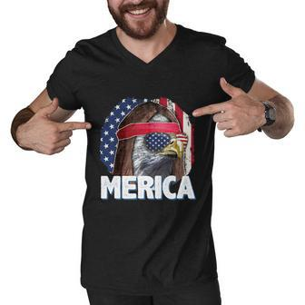 Eagle Mullet Merica American Flag Stars Stripes 4Th Of July Gift Men V-Neck Tshirt - Monsterry