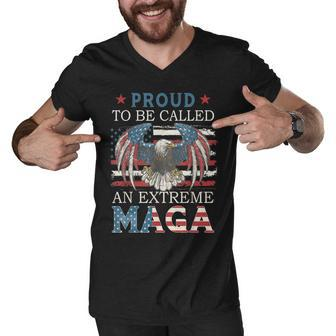 Eagle Proud To Be Called An Extreme Ultra Maga American Flag Men V-Neck Tshirt - Thegiftio UK