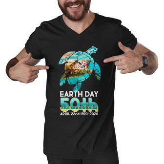 Earth Day 50Th Anniversary Turtle V2 Men V-Neck Tshirt - Monsterry CA