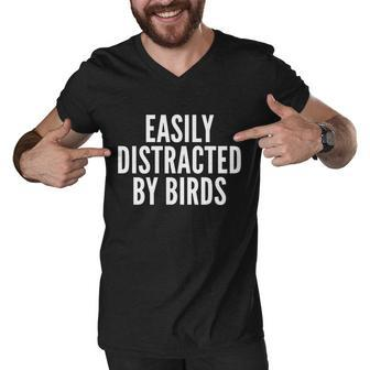 Easily Distracted By Birds V2 Men V-Neck Tshirt - Monsterry