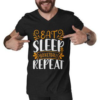 Eat Sleep Basketball Repeat V2 Men V-Neck Tshirt - Monsterry