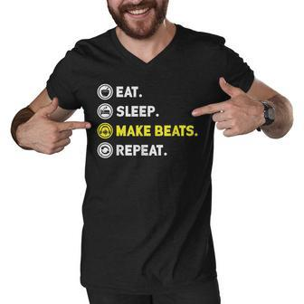 Eat Sleep Make Beats Beat Makers Music Producer Dj Mens Men V-Neck Tshirt - Seseable