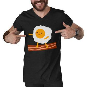 Egg Surfing On Bacon Men V-Neck Tshirt - Monsterry