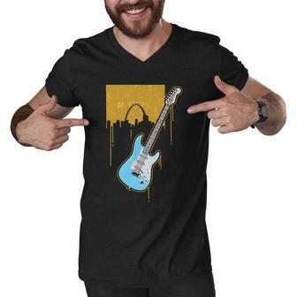 Electric Guitar Musical Instrument Men V-Neck Tshirt - Monsterry DE