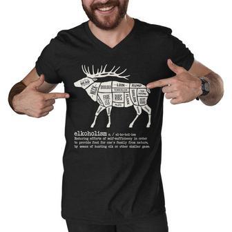 Elkoholism Elk Hunting Men V-Neck Tshirt - Monsterry