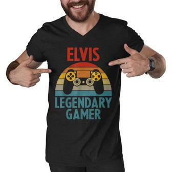 Elvis Gift Name Personalized Funny Gaming Geek Birthday Men V-Neck Tshirt - Thegiftio UK