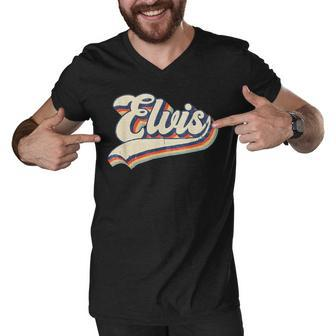 Elvis Name Personalized Vintage Retro Gift Men Women Men V-Neck Tshirt - Thegiftio UK
