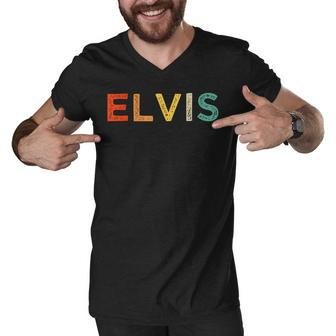 Elvis Name Personalized Vintage Retro Gifts Men Women Kids Men V-Neck Tshirt - Thegiftio UK