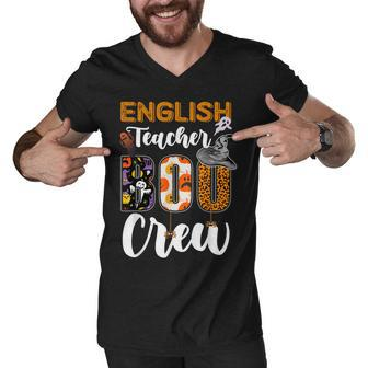 English Teacher Boo Crew Funny Halloween Matching Costume Men V-Neck Tshirt - Seseable