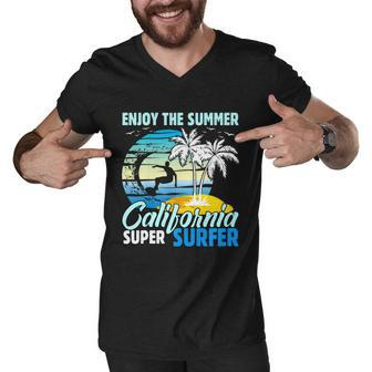 Enjoy The Summer California Super Surfer Surfing Men V-Neck Tshirt - Monsterry AU