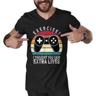 Extra Lives Funny Video Game Controller Retro Gamer Boys V13 Men V-Neck Tshirt - Thegiftio UK