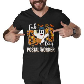 Faboolous Postal Worker Boo Ghost Funny Halloween Costume Men V-Neck Tshirt - Thegiftio UK