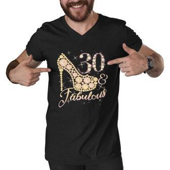 Fabulous & 30 Sparkly Heel 30Th Birthday Men V-Neck Tshirt - Monsterry UK