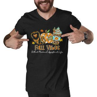 Fall Vibes & That Medical Assistant Life Stethoscope Pumpkin Men V-Neck Tshirt - Thegiftio UK
