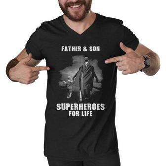Father And Son - Superheroes Men V-Neck Tshirt - Seseable