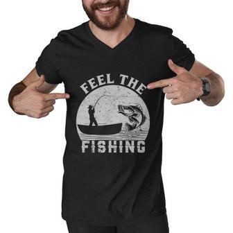 Feel The Fishing Men V-Neck Tshirt - Monsterry CA