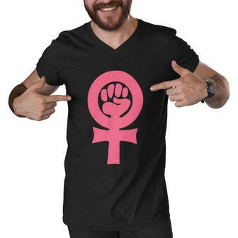 Feminism Venus Clenched Fist Symbol Womens Rights Feminist Men V-Neck Tshirt - Monsterry DE
