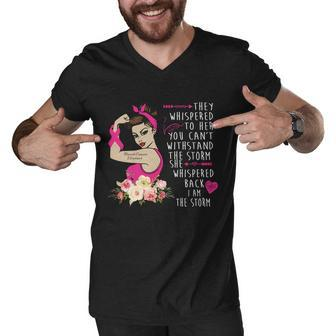 Fight Breast Cancer Quote Messy Bun Men V-Neck Tshirt - Monsterry CA