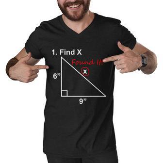 Find X Found It Funny Math School Tshirt Men V-Neck Tshirt - Monsterry AU