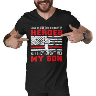 Firefighter Proud Fireman Dad Of A Firefighter Father Fire Dad Men V-Neck Tshirt - Seseable