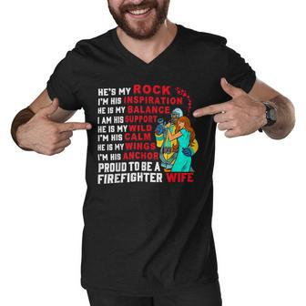 Firefighter Proud To Be A Firefighter Wife Fathers Day Men V-Neck Tshirt - Seseable