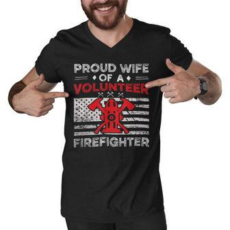 Firefighter Proud Wife Of A Volunteer Firefighter Fire Wife V2 Men V-Neck Tshirt - Seseable