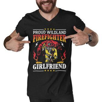Firefighter Proud Wildland Firefighter Girlfriend Gift Men V-Neck Tshirt - Seseable