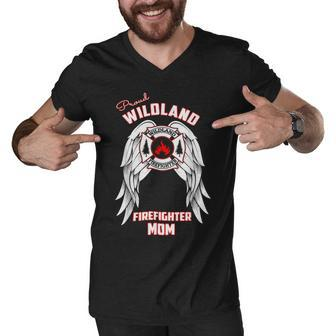 Firefighter Proud Wildland Firefighter Mom T Men V-Neck Tshirt - Seseable