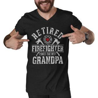 Firefighter Retired Firefighter Makes The Best Grandpa Retirement Gift Men V-Neck Tshirt - Seseable