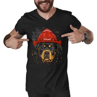Firefighter Rottweiler Firefighter Rottweiler Dog Lover Men V-Neck Tshirt - Seseable