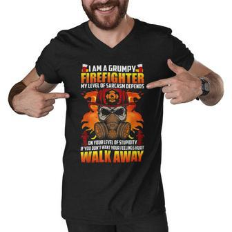 Firefighter Skull Firefighter Walk Away & Firefighter Day Men V-Neck Tshirt - Seseable