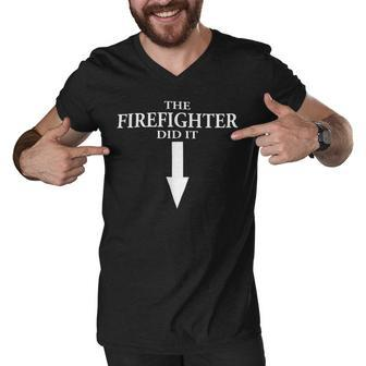 Firefighter The Firefighter Did It Firefighter Wife Pregnancy Men V-Neck Tshirt - Seseable