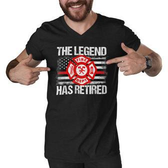 Firefighter The Legend Has Retired Firefighter Retirement Party Men V-Neck Tshirt - Seseable