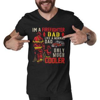 Firefighter Vintage Im A Firefighter Dad Definition Much Cooler Men V-Neck Tshirt - Seseable
