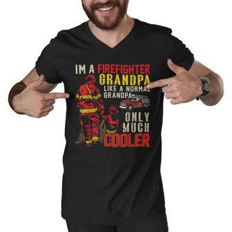 Firefighter Vintage Im A Firefighter Grandpa Definition Much Cooler Men V-Neck Tshirt - Seseable