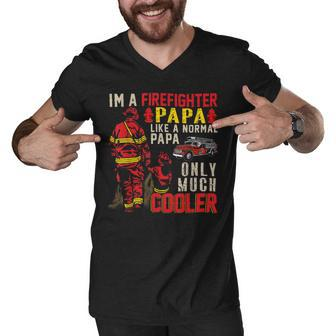 Firefighter Vintage Im A Firefighter Papa Definition Much Cooler Men V-Neck Tshirt - Seseable