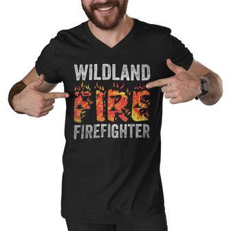 Firefighter Wildland Fire Rescue Department Firefighters Firemen Men V-Neck Tshirt - Seseable