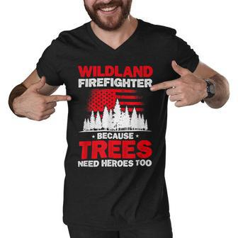Firefighter Wildland Firefighter Hero Rescue Wildland Firefighting Men V-Neck Tshirt - Seseable