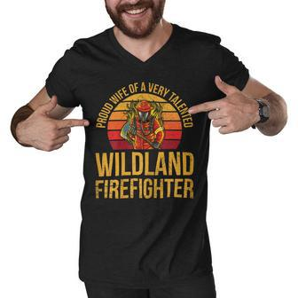 Firefighter Wildland Firefighting Design For A Wife Of A Firefighter Men V-Neck Tshirt - Seseable