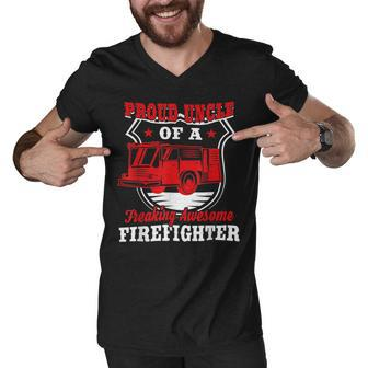 Firefighter Wildland Fireman Volunteer Firefighter Uncle Fire Truck Men V-Neck Tshirt - Seseable