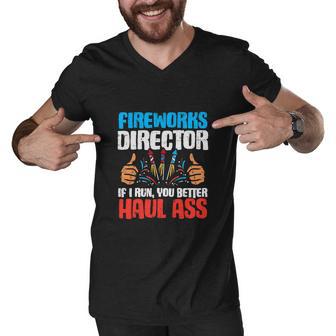 Firework Director If I Run You Better Haul Ass Usa Flag Men V-Neck Tshirt - Monsterry