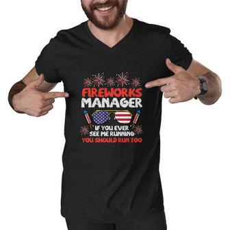 Fireworks Director Run Funny Fourth Of July 4Th Usa Freedom V2 Men V-Neck Tshirt - Monsterry AU