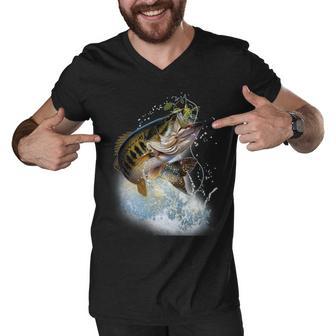 Fish And Hook Men V-Neck Tshirt - Monsterry UK